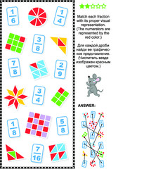Visual fractions educational math puzzle
