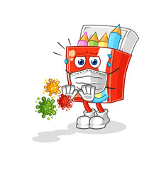 Obraz premium colored pencils refuse viruses cartoon. cartoon mascot vector