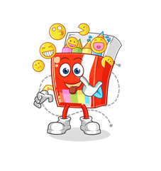 colored pencils laugh and mock character. cartoon mascot vector