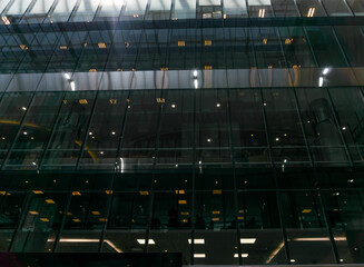 Building of glass, reflections and geometrical