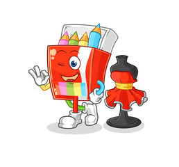 colored pencils fashion designer vector. cartoon character
