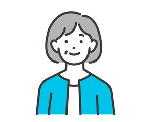 笑顔のシニア女性のベクターイラスト素材／お年寄り／老夫婦