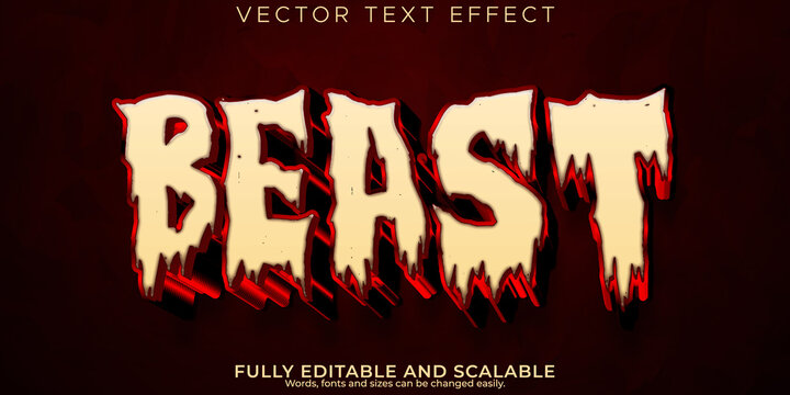 Retro Horror Text Effect, Editable Beast And Monster Text Style