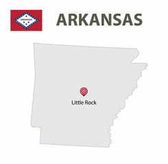 Map and American flag. Arkansas, USA.