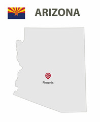 Map and American flag. Arizona, USA.