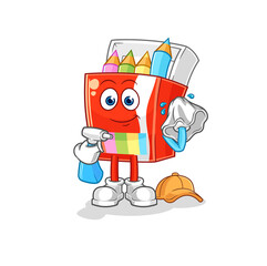 colored pencils cleaner vector. cartoon character