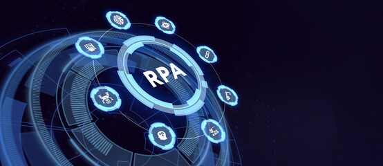 RPA Robotic process automation innovation technology concept. Business, technology, internet and networking concept.
