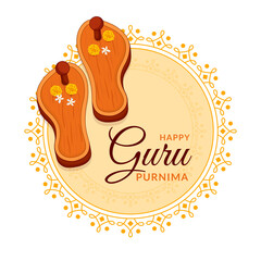 Guru Purnima concept Footwear or Paduka puja of Guru - obrazy, fototapety, plakaty