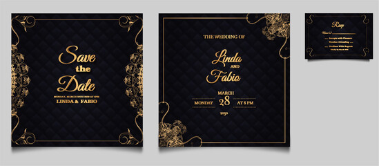 luxury save the date wedding invitation card template set