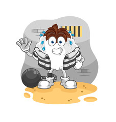 cotton criminal in jail. cartoon character