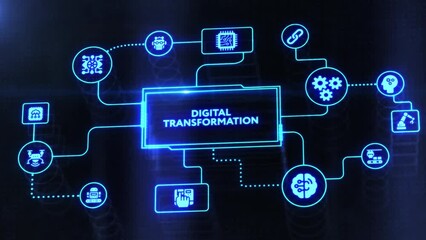 Concept of digitization of business processes and modern technology. Digital transformation.