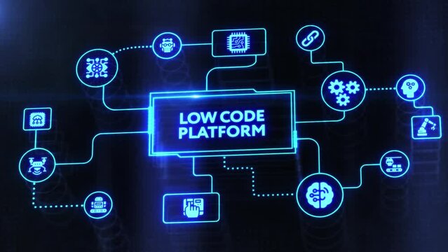 Low Code software development platform technology concept.