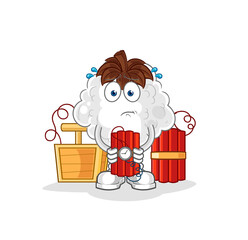 cotton holding dynamite character. cartoon mascot vector