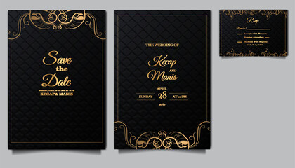 luxury wedding invitation card paper template set