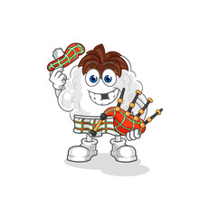 cotton scottish with bagpipes vector. cartoon character