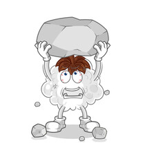 cotton lifting rock cartoon character vector