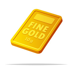 Minted gold ingot bar vector isolated illustration