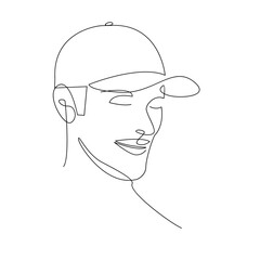 man hat cap one line drawing vector design