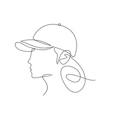 woman hat cap one line drawing vector design