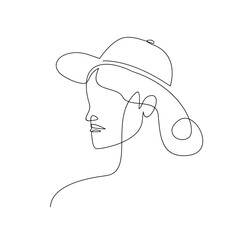 woman hat cap one line drawing vector design