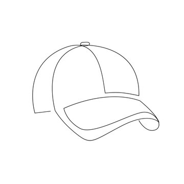recommend clip art: hat cap one line, single line, continuous line drawing isolated on white background