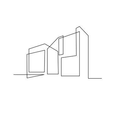 recommend clip art: Continuous one line drawing Modern house logo vector isolated white background