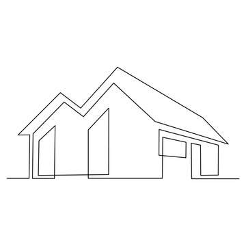 recommend clip art: Continuous one line drawing Modern house logo vector isolated white background