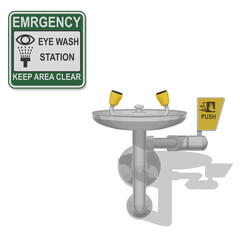 Isolate emergency eye wash shower on white background