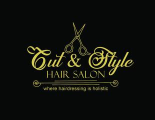 Scissor Hub salon logo, Hair salon logo, Hair cutting vector, Beauty salon symbol