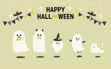 可愛いお化けファミリーのイラスト