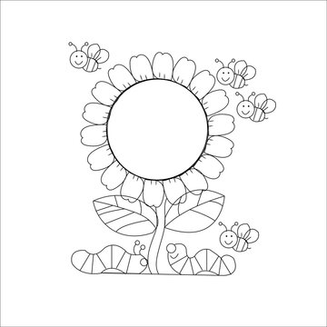  insects And Sunflowers coloring page