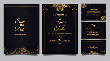 set collection luxury wedding invitation card embossed template design