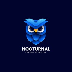 Vector Logo Illustration Nocturnal Owl Gradient Colorful Style.