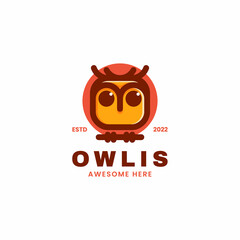 Vector Logo Illustration Owl Simple Mascot Style.