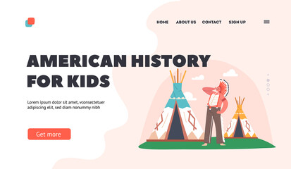 American History for Kids Landing Page Template. Summer Camp Activities and Historical Reenactment, Aboriginal American
