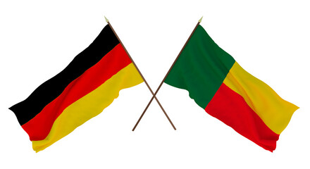 Background for designers, illustrators. National Independence Day. Flags Germany and Benin