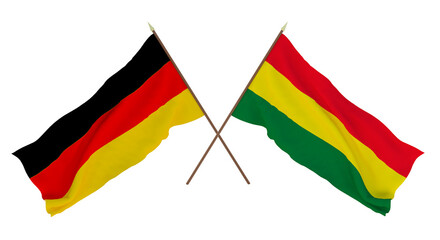 Background for designers, illustrators. National Independence Day. Flags Germany and Bolivia