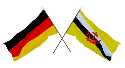 Background for designers, illustrators. National Independence Day. Flags Germany and Brunei