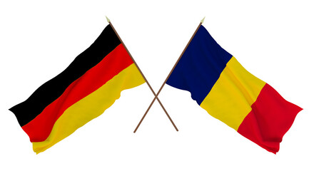 Background for designers, illustrators. National Independence Day. Flags Germany and Chad