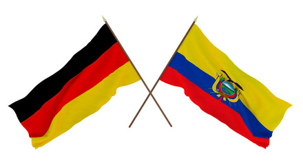 Background for designers, illustrators. National Independence Day. Flags Germany and Ecuador