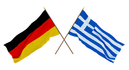 Background for designers, illustrators. National Independence Day. Flags Germany and Greece