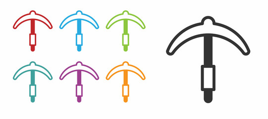 Black Pickaxe icon isolated on white background. Set icons colorful. Vector