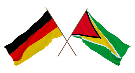 Background for designers, illustrators. National Independence Day. Flags Germany and Guyana