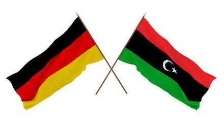 Background for designers, illustrators. National Independence Day. Flags Germany and Libya