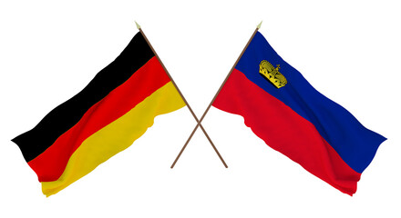 Background for designers, illustrators. National Independence Day. Flags Germany and Liechtenstein