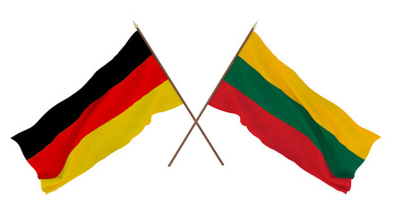 Background for designers, illustrators. National Independence Day. Flags Germany and Lithuania
