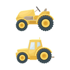Farm tractors set. Heavy agricultural machinery vector illustration