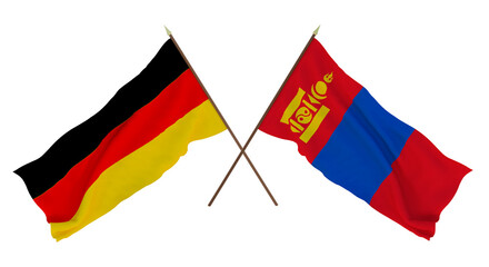 Background for designers, illustrators. National Independence Day. Flags Germany and Mongolia