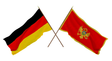 Background for designers, illustrators. National Independence Day. Flags Germany and Montenegro