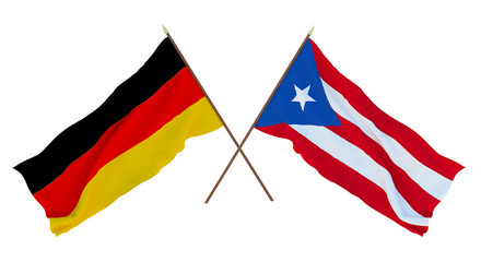 Background for designers, illustrators. National Independence Day. Flags Germany and Puerto-Rico